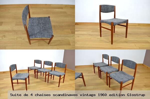 Suite de 4 chaises scandinaves vintage 1960 edition glostrup
