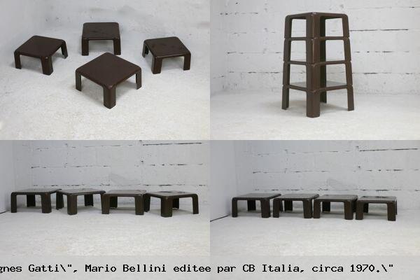 Suite de 4 tables basses gigognes gatti mario bellini editee par cb italia circa 1970 