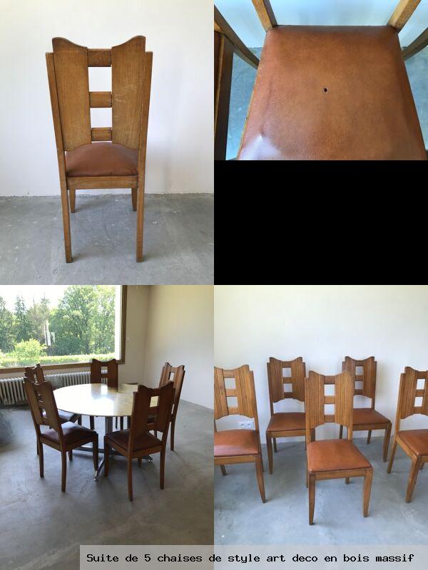 Suite 5 chaises style art deco en bois massif
