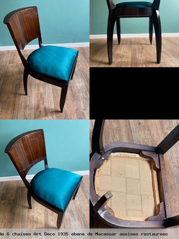 Suite 6 chaises art deco 1935 ebene macassar assises restaurees