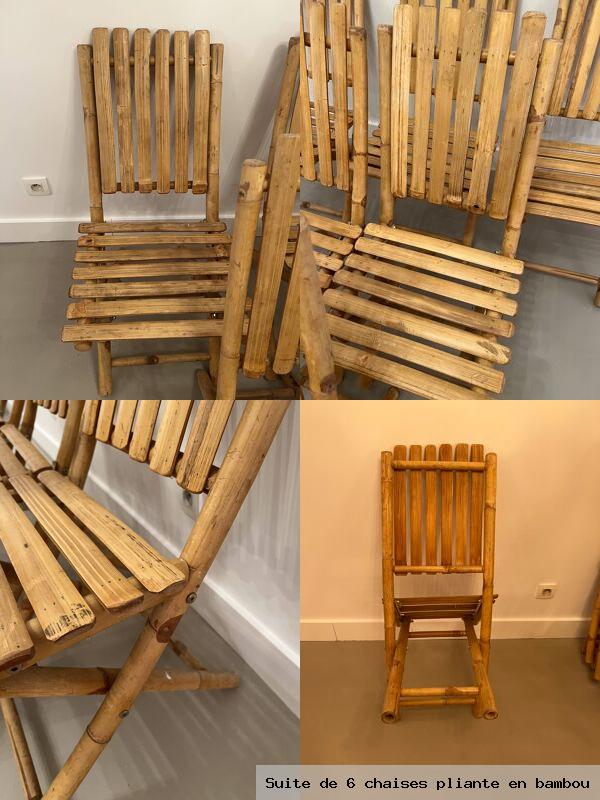 Suite de 6 chaises pliante en bambou