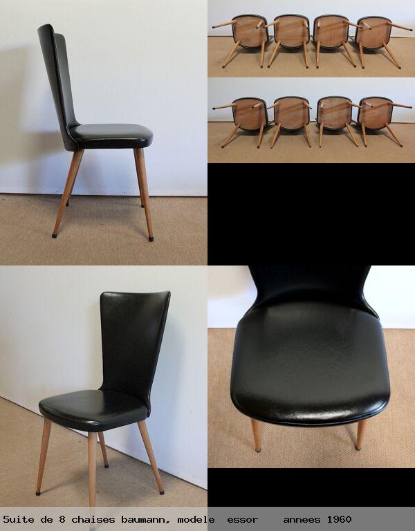 Suite de 8 chaises baumann modele essor annees 1960