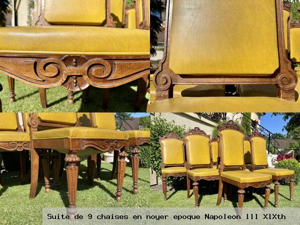 Suite de 9 chaises en noyer epoque napoleon lll xlxth