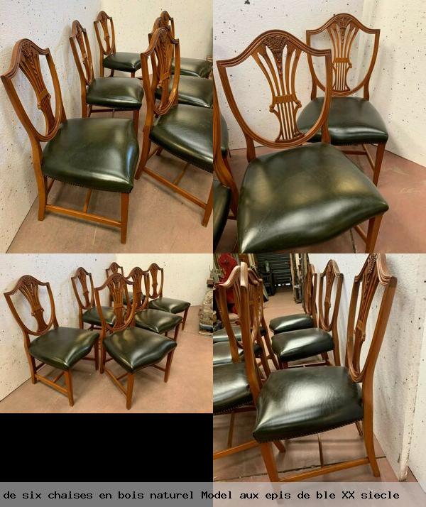 Suite six chaises en bois naturel model aux epis ble xx siecle