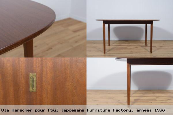Table a manger danoise par ole wanscher pour poul jeppesens furniture factory annees 1960