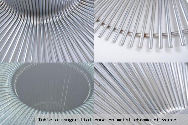Table a manger italienne en metal chrome et verre