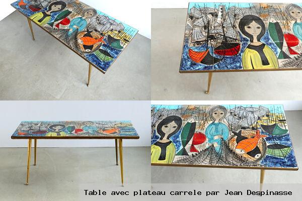 Table avec plateau carrele par jean despinasse