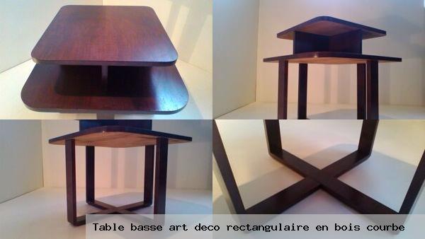 Table basse art deco rectangulaire en bois courbe