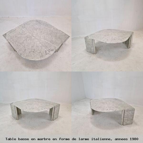 Table basse marbre forme de larme italienne annees 1980