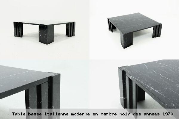 Table basse italienne moderne en marbre noir des annees 1970