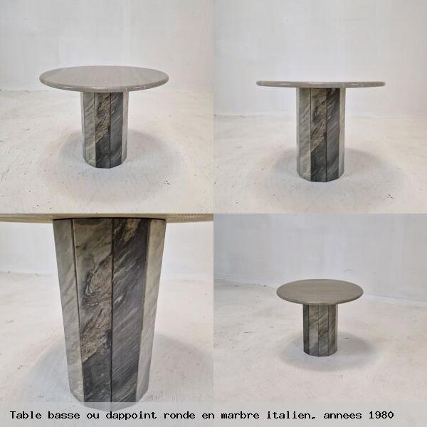 Table basse ou dappoint ronde en marbre italien annees 1980