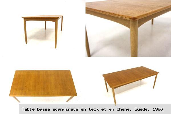Table basse scandinave teck et chene suede 1960