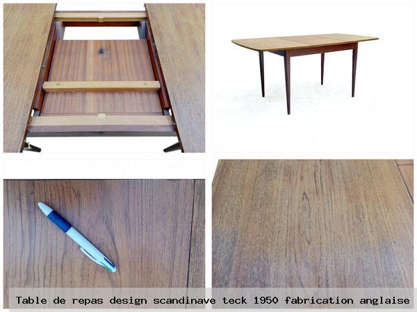 Table de repas design scandinave teck 1950 fabrication anglaise