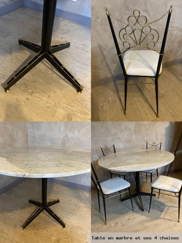 Table en marbre et ses 4 chaises