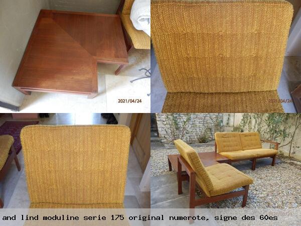 Table et 2 1 fauteuils gjerlov and lind moduline serie 175 original numerote signe des 60es