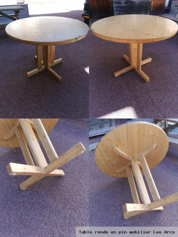 Table ronde en pin mobilier les arcs