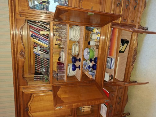 Grand buffet / Vaisselier merisier massif milieu XXeme(5)