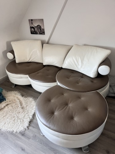 Canapé modulaire design Mario Spinelli pour Formenti – cuir bicolore