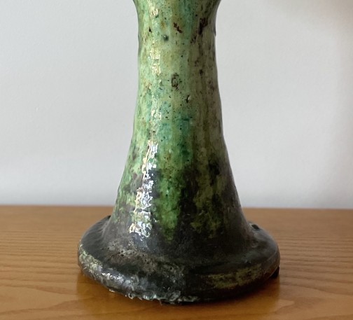 Moroccan Tamegroute Ceramic Candlestick in the style of Giacometti(4)