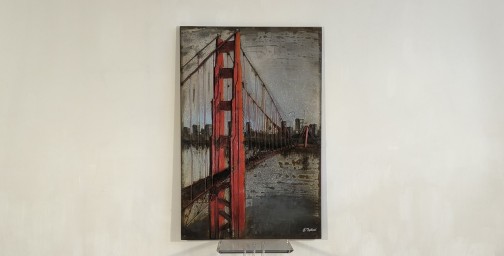 ??? Claude Triboul - Très beau tableau métal 3D relief du Golden Gate Bridge San Francisco signé de l’artiste Claude Triboul ???(2)