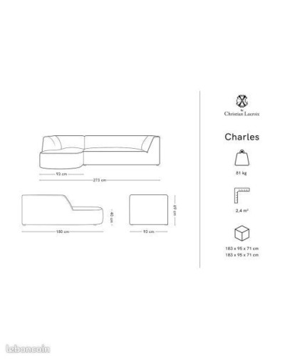 Canapé d'angle gauche 4 places CXL by Christian Lacroix,Maison du Monde(4)