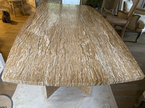 Table de salle à manger en Travertin Table de salle à manger rectangulaire en travertin beige des années 1980, fabrication italienne, p