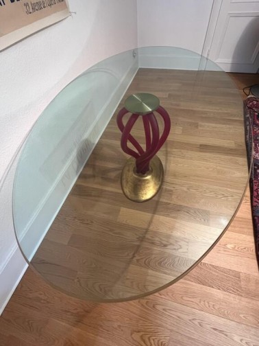 table ovale verre Reflex ? table Boschoj 72 
plateau ovale en verre épais 2,00 X 1,200
socle doré base pour 5 pieds torsad�