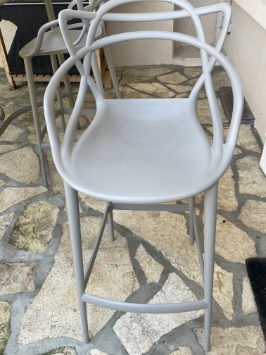 MASTERS STOOL KARTELL Philippe STARCK KARTELL tabouret MASTERS STOOL H 75 cm (Gris - Technopolymère thermoplastique recyclé soft touch) 
