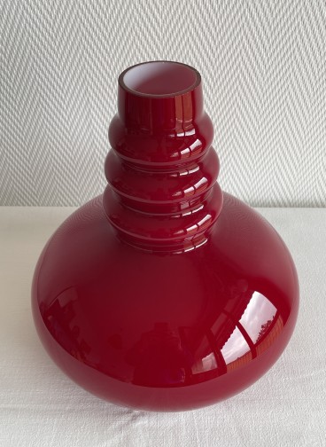 Lampe suspension vintage en verre rouge Peill & Putzler Années 60 70,Peill&Putzler,?(6)