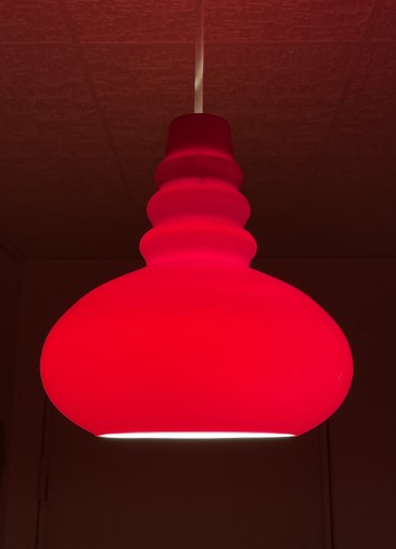 Lampe suspension vintage en verre rouge Peill & Putzler Années 60 70,Peill&Putzler,?(2)