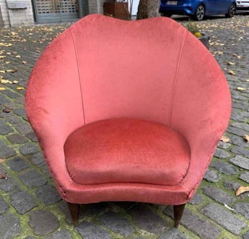 Exceptionnel Ensemble Sofa Et 2 Fauteuils Federico Munari 1950 Velour Parme,Circa,Frederico Munari(2)